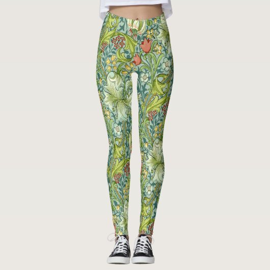 William Morris Golden Lily Floral Design Leggings (Voorkant)