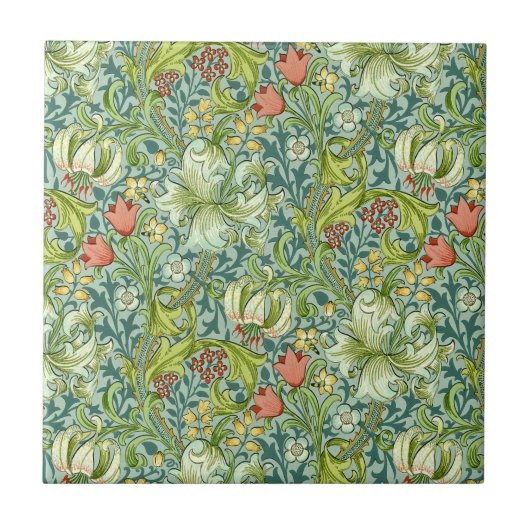 William Morris Golden Lily Floral Design Tegeltje (Voorkant)
