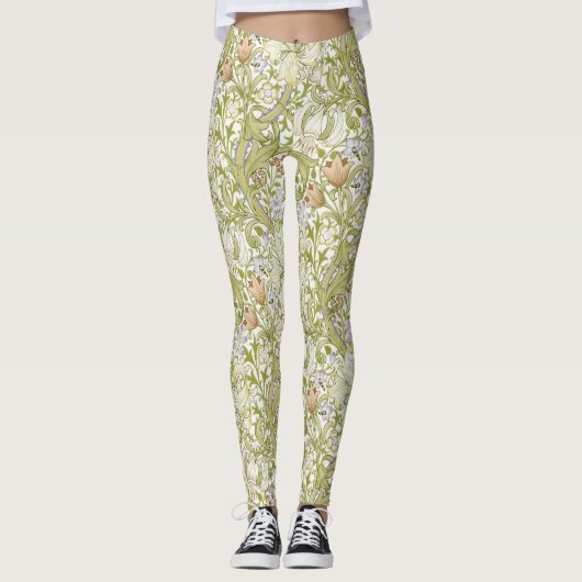 William Morris Golden Lily Garden Flower Classic Leggings (Voorkant)