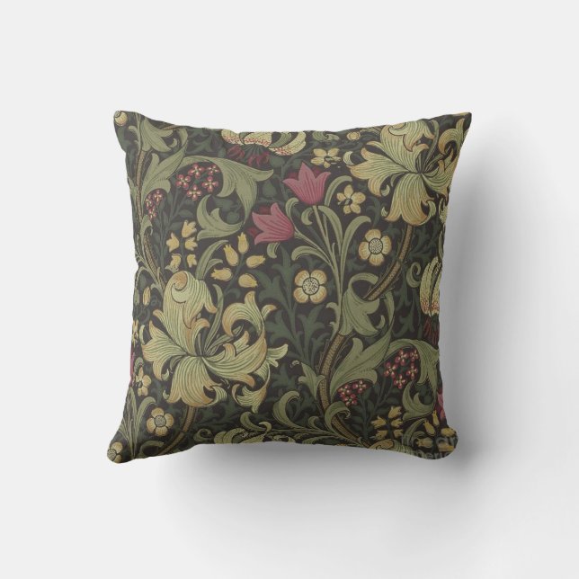 william-morris-golden-lily-houtskool-zwart-goud kussen (Achterkant)
