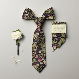 William Morris Golden Lily Paarse Groene Vintage Stropdas