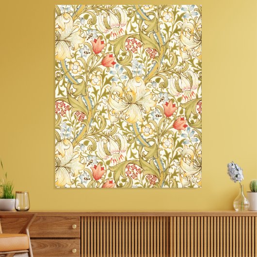 William Morris Golden Lily Pattern Canvas Afdruk (Insitu (Woonkamer))
