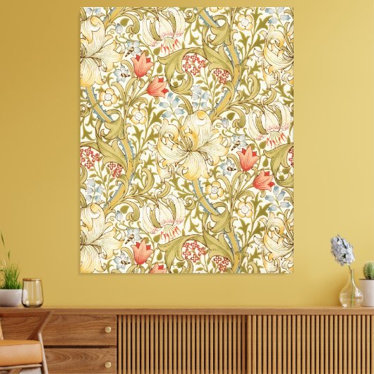 William Morris Golden Lily  Pattern Canvas Afdruk (Insitu (Woonkamer))