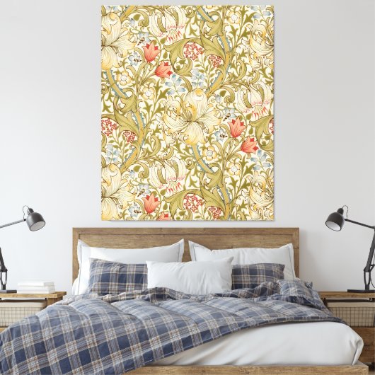 William Morris Golden Lily  Pattern Canvas Afdruk (Insitu (Slaapkamer))
