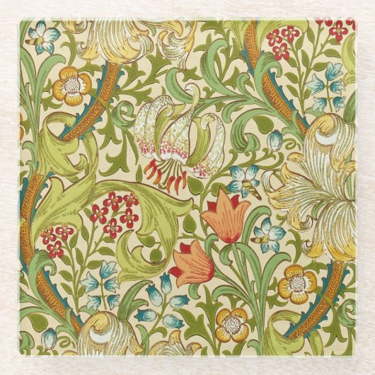 William Morris Golden Lily  Pre-Raphaelite Glazen Onderzetter (Voorkant)