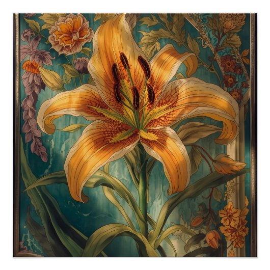 William Morris Golden Lily  Pre-Raphaelite Perfect Poster (Voorkant)