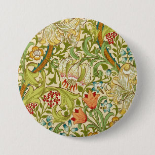 William Morris Golden Lily Pre-Raphaelite Ronde Button 7,6 Cm