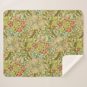 William Morris Golden Lily  Pre-Raphaelite Sherpa Deken