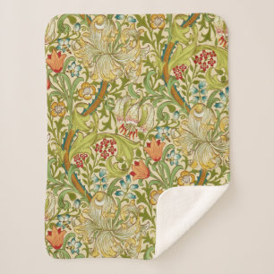 William Morris Golden Lily Pre-Raphaelite Sherpa Deken