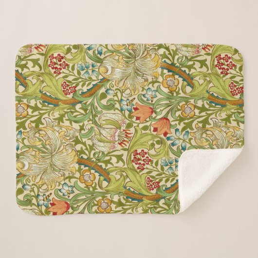 William Morris Golden Lily Pre-Raphaelite Sherpa Deken (Voorkant (horizontaal))