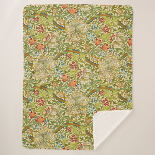 William Morris Golden Lily Pre-Raphaelite Sherpa Deken (Voorkant)
