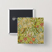 William Morris Golden Lily Pre-Raphaelite Vierkante Button 5,1 Cm (Voorkant /achterkant)