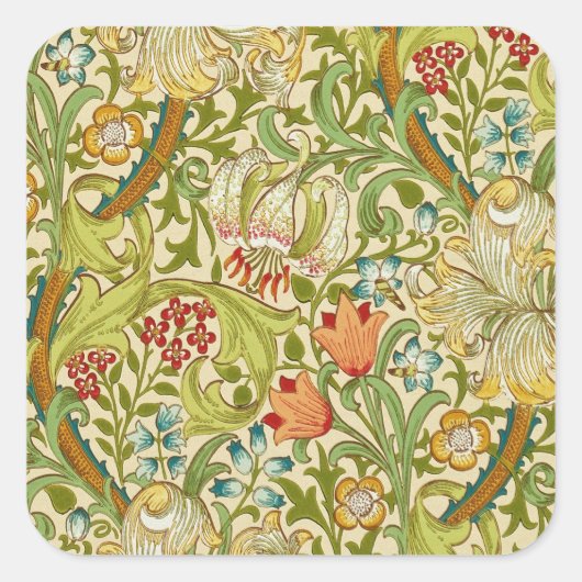 William Morris Golden Lily  Pre-Raphaelite Vierkante Sticker (Voorkant)