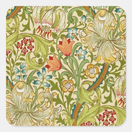 William Morris Golden Lily Pre-Raphaelite Vierkante Sticker (Voorkant)