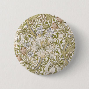 William Morris Golden Lily Tuin Bloem Klassieker Ronde Button 5,7 Cm