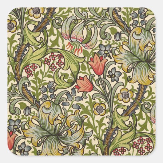 William Morris Golden Lily Vierkante Sticker (Voorkant)