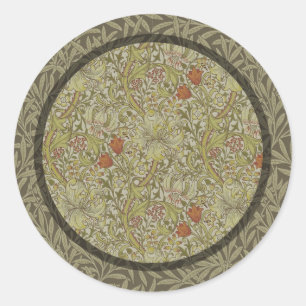 William Morris Golden Lily Willow Bough Patroon Ronde Sticker