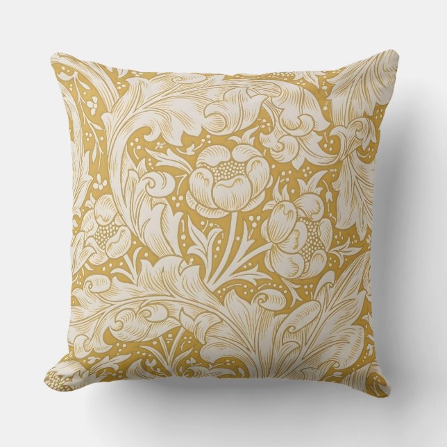 William Morris Goud Bachelors Button Bloem Kussen (Voorkant)