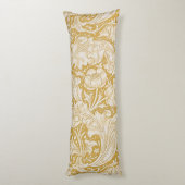 William Morris Goud Bachelors Button Bloem Lichaamskussen (Achterkant (Verticaal))