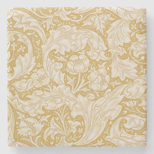 William Morris Goud Bachelors Button Bloem Stenen Onderzetter (Voorkant)