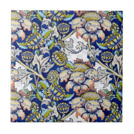 William * Morris Goud Blauw Geel Bloem  | Tegeltje
