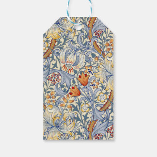William Morris Goud Lelie Behang voor Victoriaanse Cadeaulabel