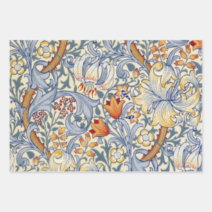 William Morris Goud Lelie Behang voor Victoriaanse Inpakpapier Vel