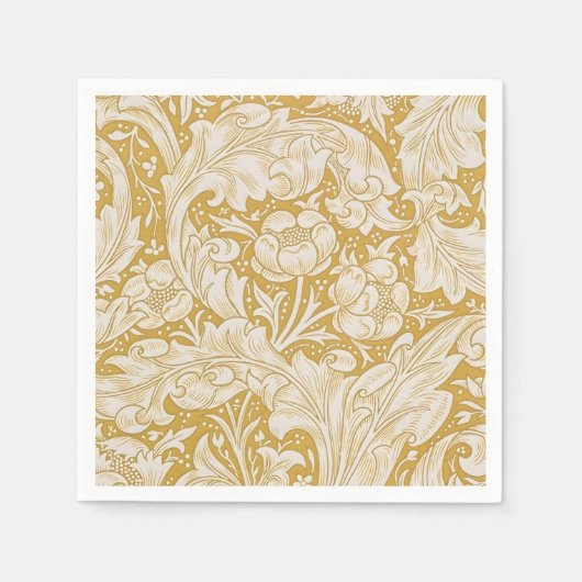 William Morris Gouden Bachelors Button Bloem Servet (Voorkant)
