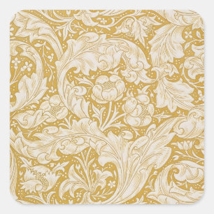 William Morris Gouden Bachelors Button Bloem Vierkante Sticker