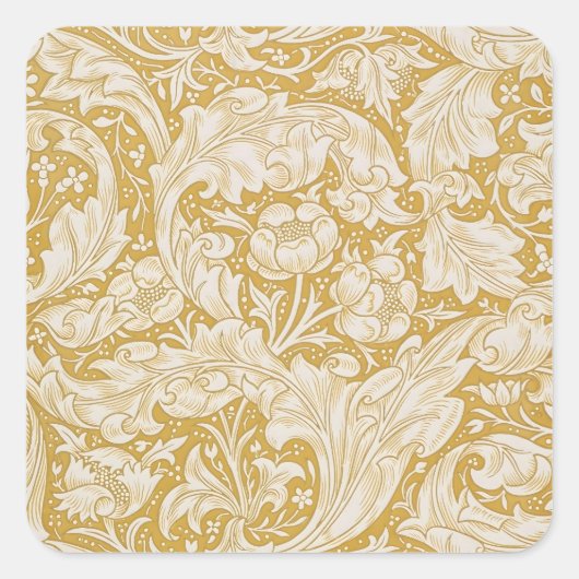 William Morris Gouden Bachelors Button Bloem Vierkante Sticker (Voorkant)