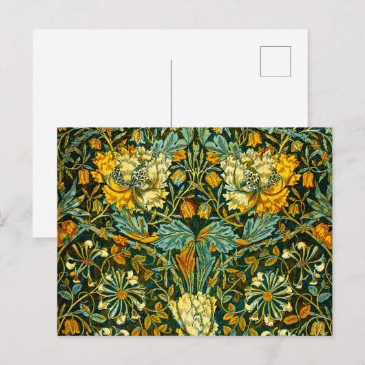 William Morris Gouden Kamperfoelie Bloem Behang Briefkaart (Voorkant / Achterkant)