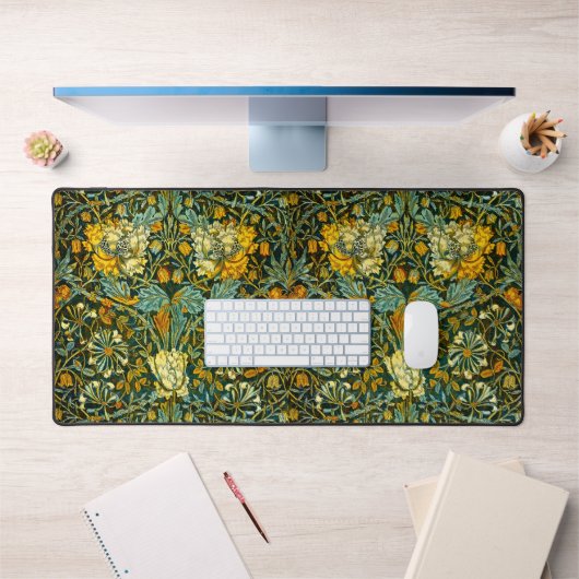 William Morris Gouden Kamperfoelie Bloem Behang Bureaumat (Kantoor 1)