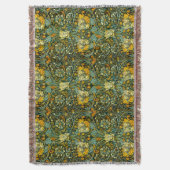 William Morris Gouden Kamperfoelie Bloem Behang Deken (Voorkant Verticaal)