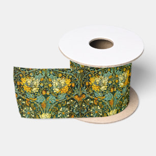 William Morris Gouden Kamperfoelie Bloem Behang Satijnen Lint