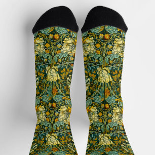 William Morris Gouden Kamperfoelie Bloem Behang Sokken