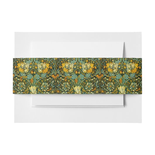 William Morris Gouden Kamperfoelie Bloem Behang Uitnodigingen Wikkel (Voorkant Voorbeeld)