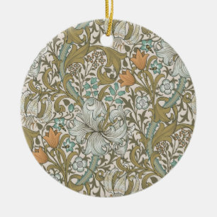 William Morris Gouden Lelie Blauw Goud Klassiek Keramisch Ornament