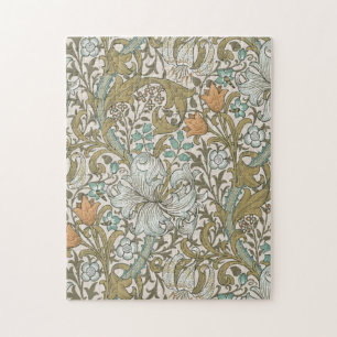 William Morris Gouden Lelie Blauw Goud Klassiek Legpuzzel