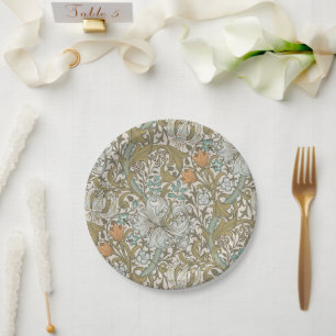 William Morris Gouden Lelie Blauw Goud Klassiek Papieren Bordje