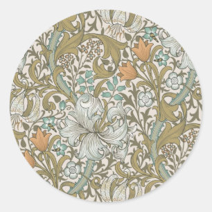 William Morris Gouden Lelie Blauw Goud Klassiek Ronde Sticker
