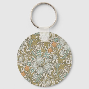 William Morris Gouden Lelie Blauw Goud Klassiek Sleutelhanger