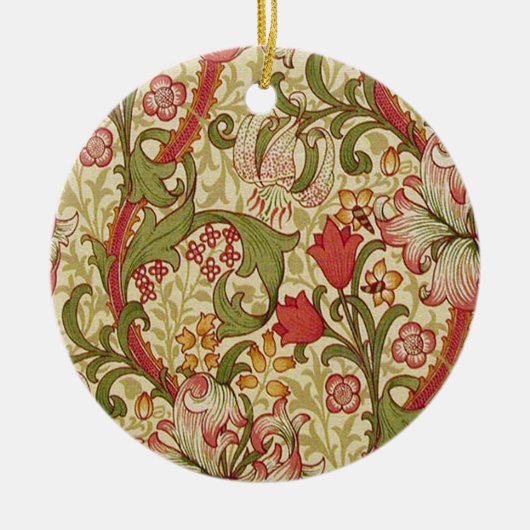 William Morris Gouden Lelie Bloempatroon Keramisch Ornament (Voorkant)
