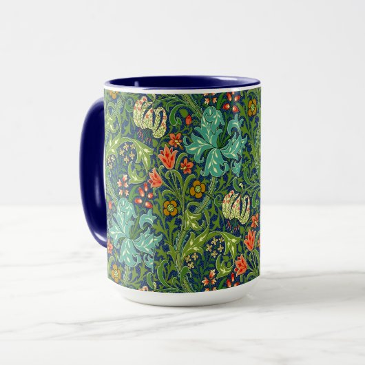 William Morris Gouden Lelie Bloempatroon Mok (Voorkant links)