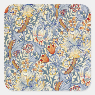 William Morris Gouden Lelie Victoriaans Behang Vierkante Sticker