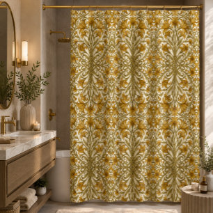 William Morris Gouden Lelie Vintage Bloemendesign Douchegordijn
