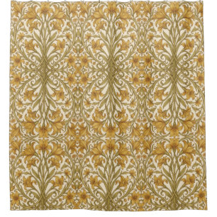 William Morris Gouden Lelie Vintage Bloemendesign Douchegordijn