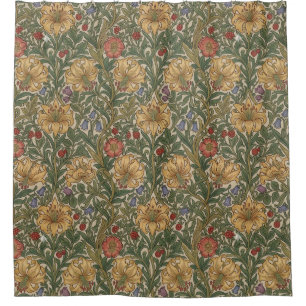 William Morris Gouden Lelie Vintage Pre-Raphaelite Douchegordijn