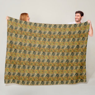 William Morris Gouden Tulp Lelie Vintage Behang Fleece Deken