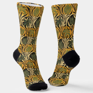 William Morris Gouden Tulp Lelie Vintage Behang Sokken