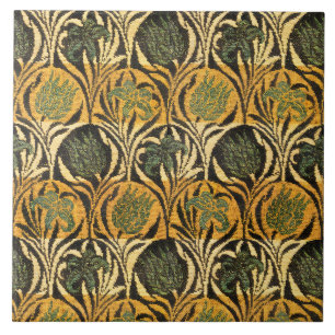 William Morris Gouden Tulp Lelie Vintage Behang Tegeltje